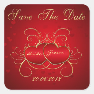 Elegant Red Hearts - Save The Date Sticker