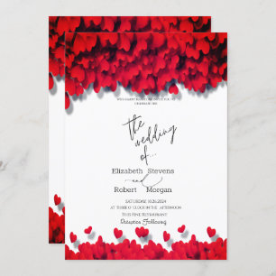 Elegant Red Hearts Wedding  Invitation