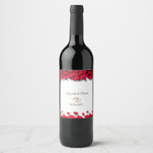 Elegant Red Hearts Wine Label