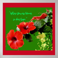 Elegant Red Hibiscus Custom Flower Quote Gardeners