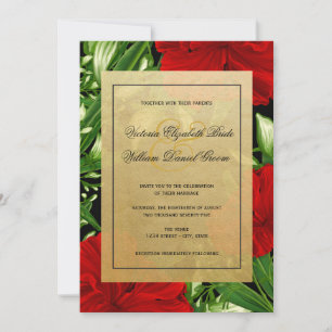 Elegant Red Hibiscus Tropical Floral Wedding Invitation