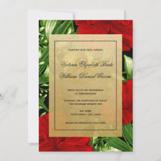 Elegant Red Hibiscus Tropical Floral Wedding Invitation