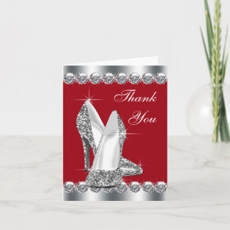 Elegant Red High Heel Shoe Thank You Cards