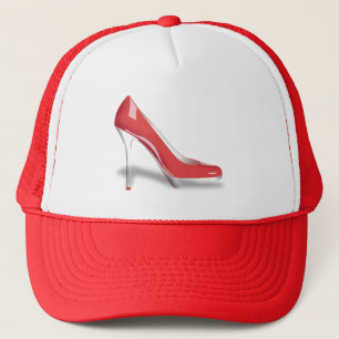 ELEGANT RED HIGH HEEL SHOE TRUCKER HAT