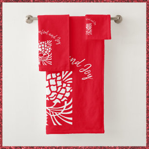 Elegant Red Holiday Season Bath Towel Set