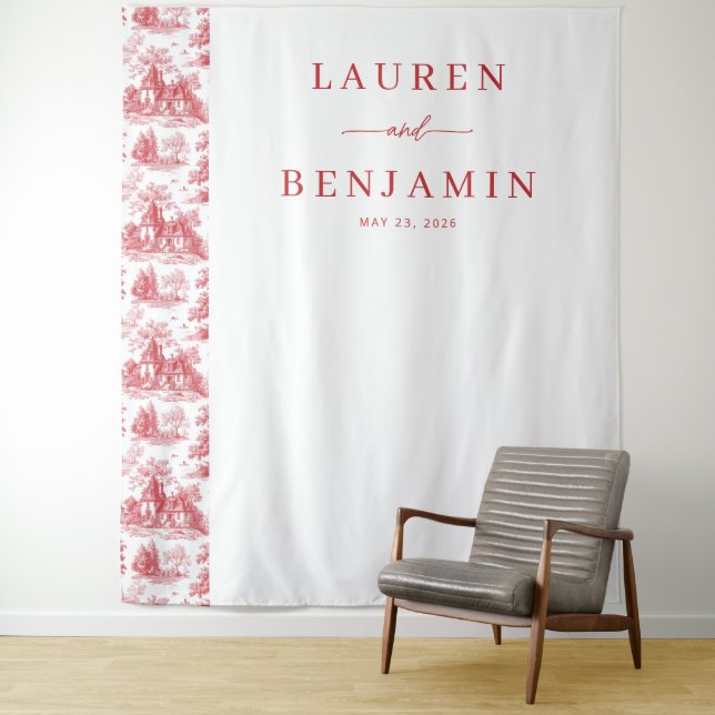 Elegant Red House Illustrations Tapestry (In Situ)