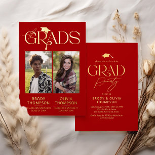 Elegant Red Joint Graduation Party Photo
