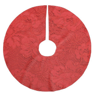 Elegant red lace, seamless texture brushed polyester tree skirt