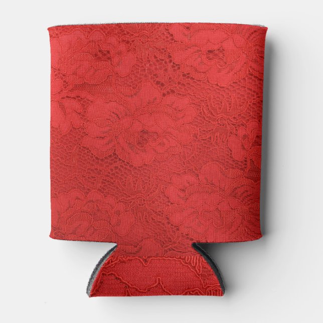 Elegant red lace, seamless texture can cooler (Front)