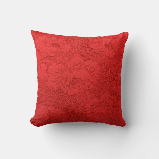 Elegant red lace, seamless texture cushion (Front)