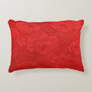 Elegant red lace, seamless texture decorative cushion