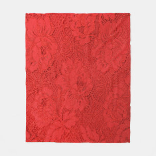 Elegant red lace, seamless texture fleece blanket