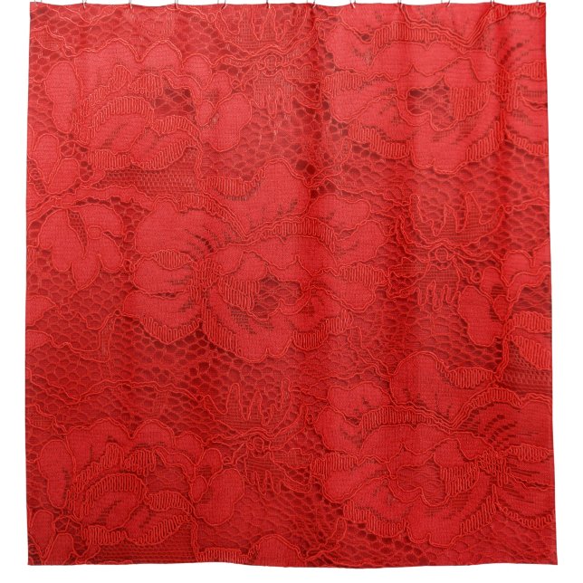 Elegant red lace, seamless texture shower curtain (Front)