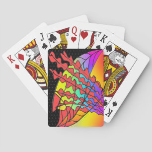 ELEGANT RED LEAF FRONDS PLAYING CARDS