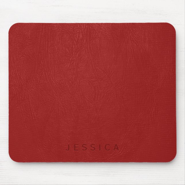 Elegant Red Leather Texture Print Mouse Pad (Front)
