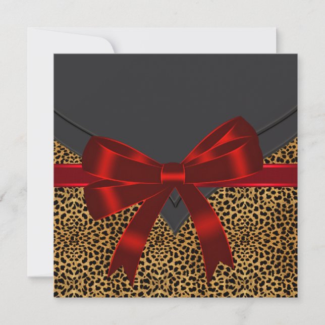 Elegant Red Leopard Party Invitation (Front)