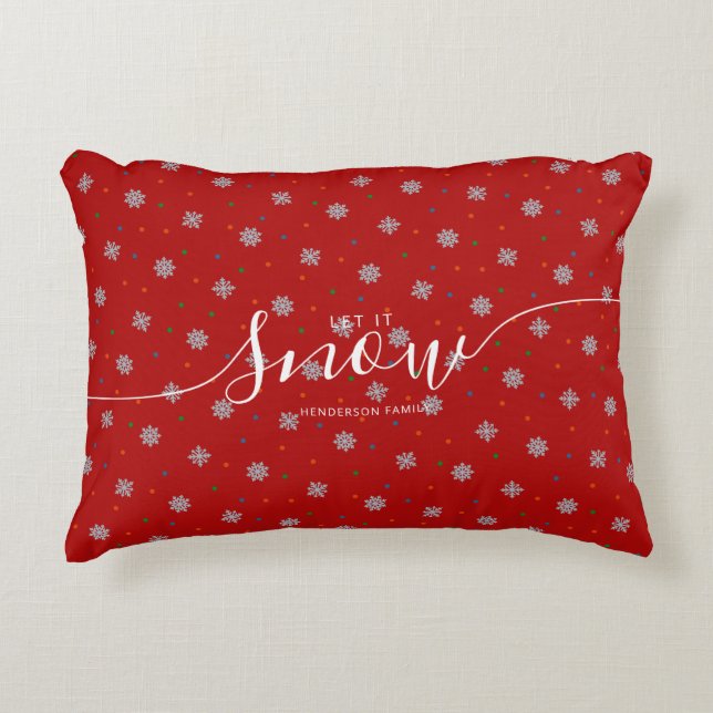 Elegant Red Let it snow custom Decorative Cushion (Front)