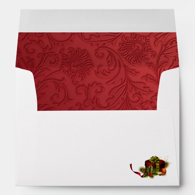 Elegant Red Lined Christmas Paper Envelope (Back (Bottom))