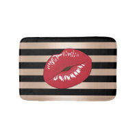 elegant red lips rose gold black stripes pattern