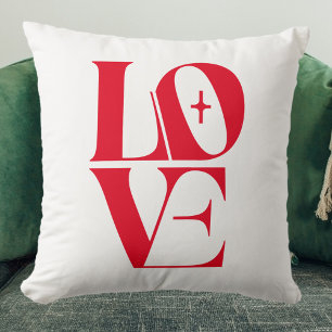 Elegant Red Love Typography Cushion