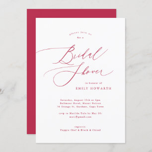 Elegant Red Magenta Calligraphy Bridal Shower Invitation