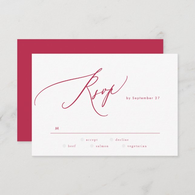 Elegant Red Magenta Summer The Wedding RSVP Card (Front/Back)