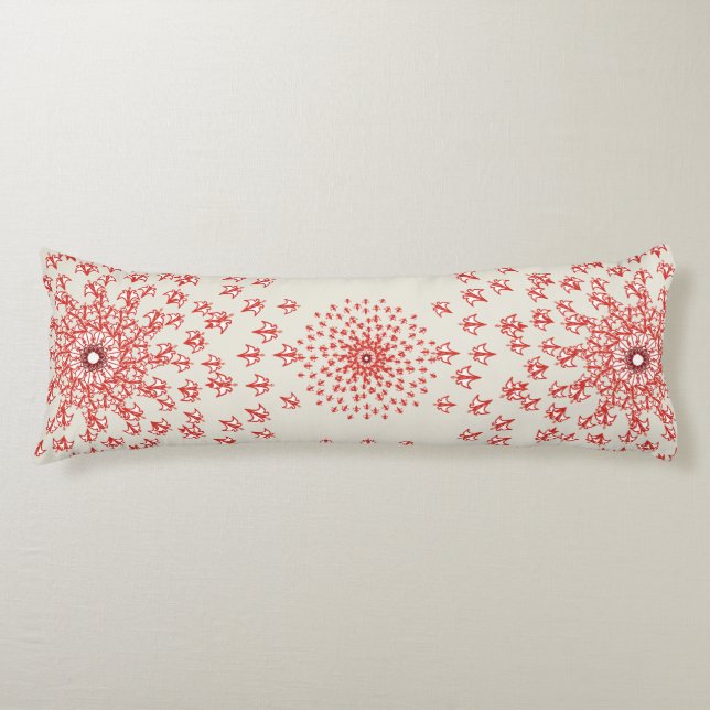 Elegant Red Mandala Geometric Bedroom & Home Texti Body Cushion (Front)