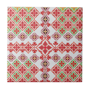 Elegant Red Mandala Geometric Bedroom & Home Texti Ceramic Tile