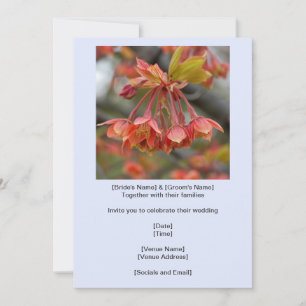 Elegant Red Maple Tree Flower Cluster Wedding  Invitation