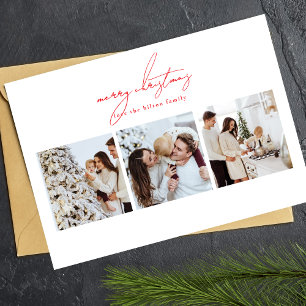 elegant red merry christmas   6 photo multi happy holiday card