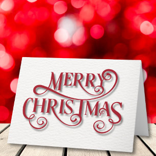 Elegant Red Merry Christmas Script Holiday Card