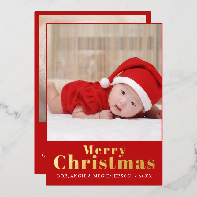 Elegant Red Merry Little Christmas Photo Collage  (Front/Back)