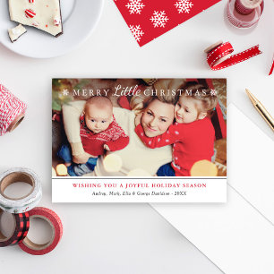 Elegant Red Merry Little Christmas Photo Holiday Card