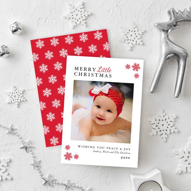 Elegant Red Merry Little Christmas Photo Holiday Card (Creator Uploaded)