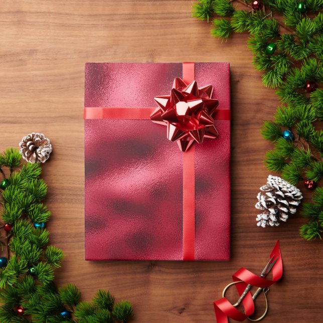 Elegant Red Metallic Holiday Christmas Wrapping Paper (Holiday Gift)