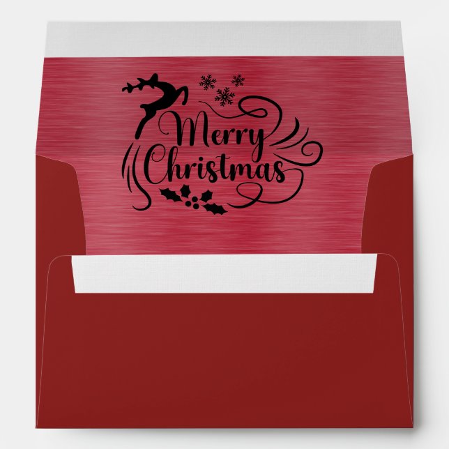 Elegant Red Metallic Merry Christmas Envelope (Back (Bottom))