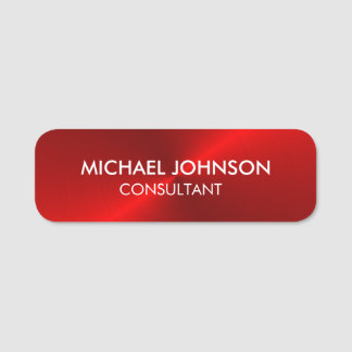 Elegant Red Metallic Professional Business Name Tag