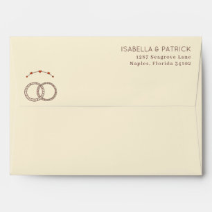 Elegant Red Minimalist Rings and Hearts Envelope