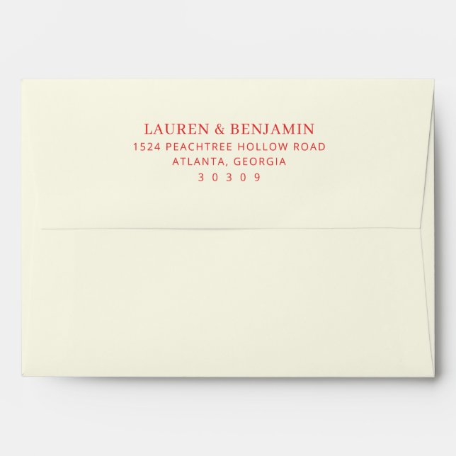 Elegant Red Minimalist Typographic Envelope (Back (Top Flap))