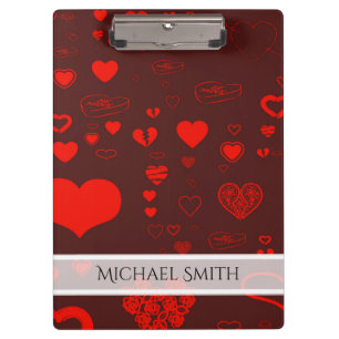 Elegant Red Modern Heart Pattern #2 Clipboard