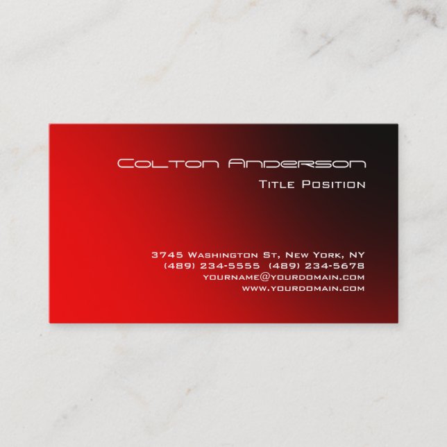 Elegant Red Modern Impressive Trendy Business Card (Front)
