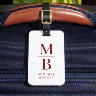 Elegant Red Monogram Luggage Tag