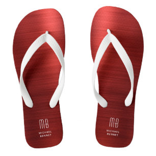 Elegant Red Monogram Thongs