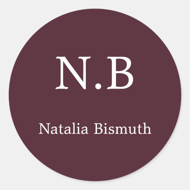 Elegant red monogrammed classic round sticker (Front)