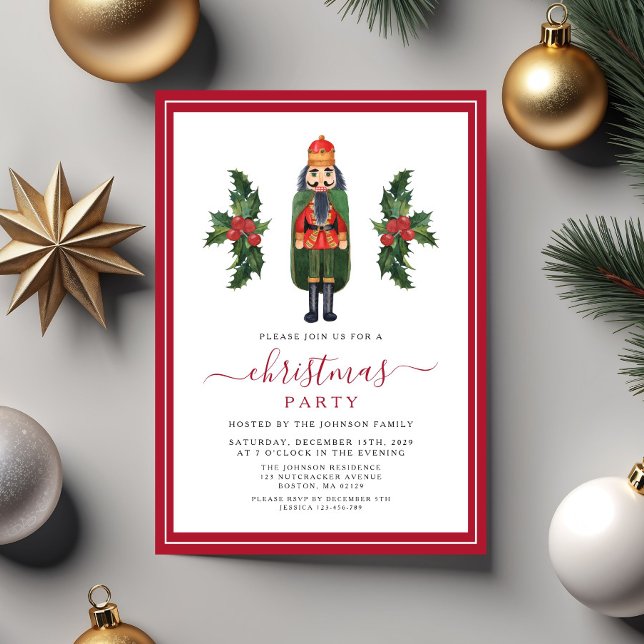 Elegant Red Nutcracker Christmas Party  Invitation (Elegant Red Nutcracker Christmas Party Invitation)
