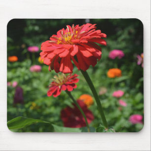 Elegant red orange floral flower garden  mouse pad