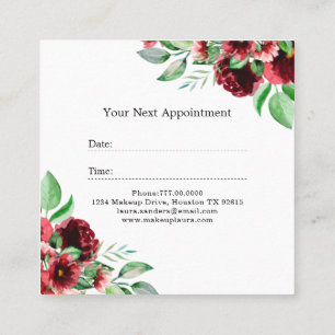 Elegant Red Orange Flower Hair & Makeup Business Appointment Card