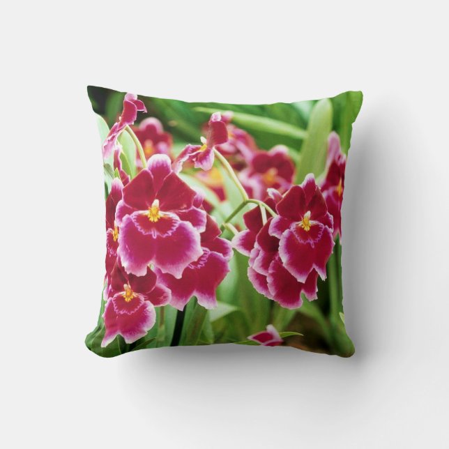 Elegant Red Orchid Throw Pillow (Front)