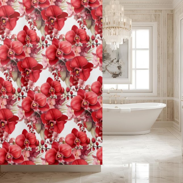 Elegant Red Orchids Shower Curtain (Creator Uploaded)