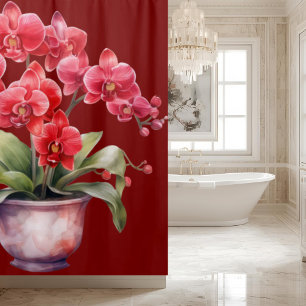 Elegant Red Orchids Shower Curtain